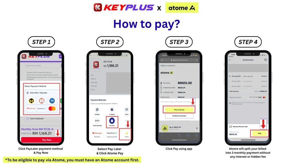 How to Use Atome Pay on KeyPlus for 3-Month 0% Car Insurance Instalments 3-keyplus-car-insurance-renewal How to Pay via Atome Pay on KeyPlus in 4 steps enjoy 3 month 0 interest instalments for eligible car insurance payments 1-keyplus-car-insurance-renewal